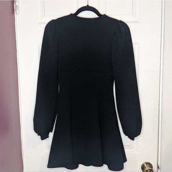 Boohoo Black Bust Detail Blouson Sleeve Skater Goth Witchy Dress UK 10 US 6 - Picture 11 of 12